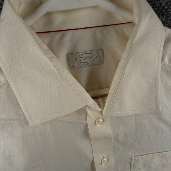 Eton Classic 17.5 Yellow Button Up Shirt Long Sleeve Men Cotton Sweden Designer - Picture 7 of 16